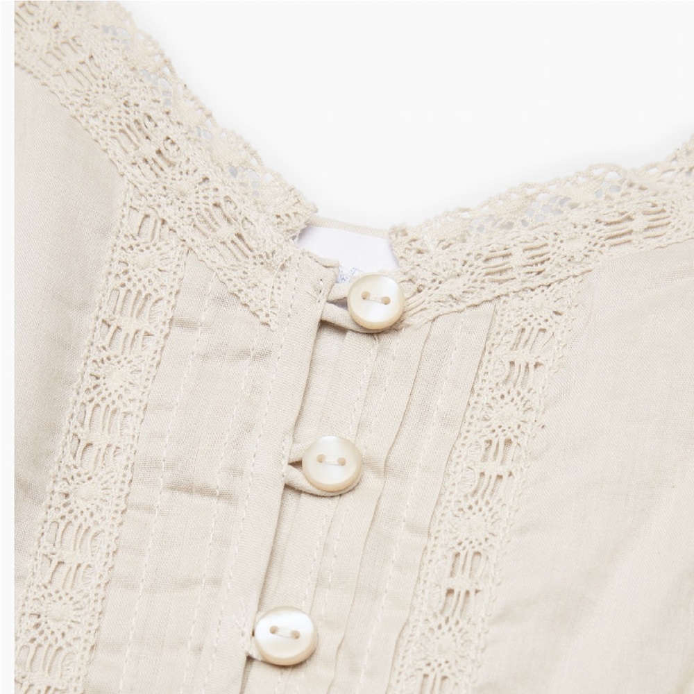 Aritzia Cream Eyelet Tiered Spaghetti-Strap Maxi Dress - Feminine Lace Detail - Picture 3 of 8